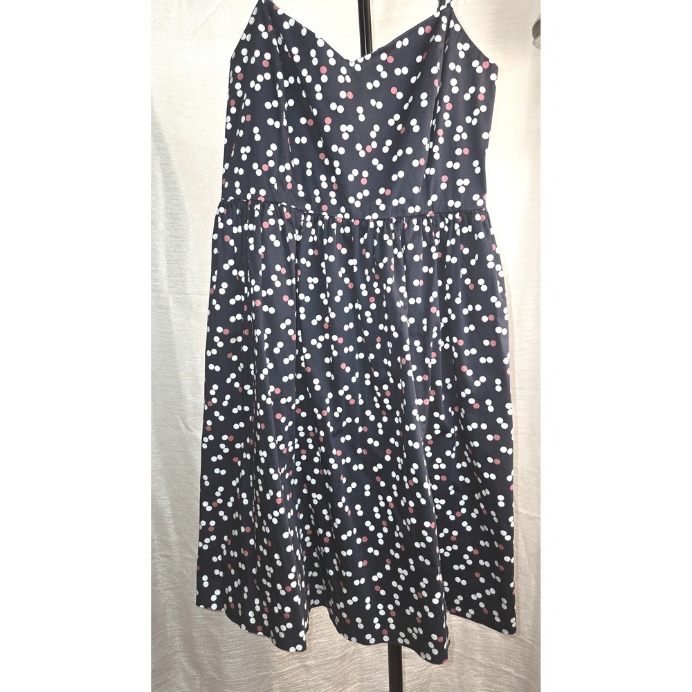 Gap Navy Blue Polka Dot Spaghetti Strap Fit and Flare Midi Dress Size 4 Tall